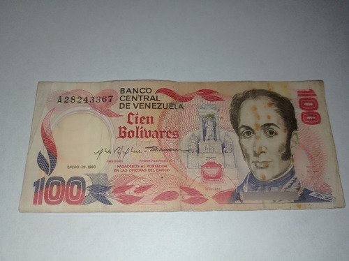 Billete De 100 Bolívares 1980