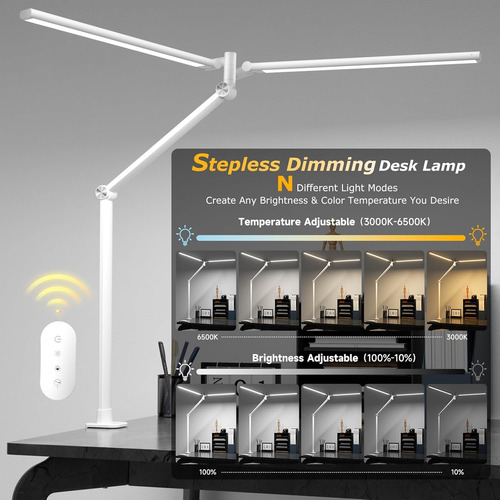 Lámpara De Escritorio Led, Doble Brazo Oscilante, Lámparas D