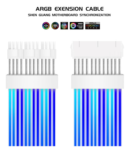 Cables Psu Rgb De 24 Pines, Cable De Pc Argb Para Alimentaci