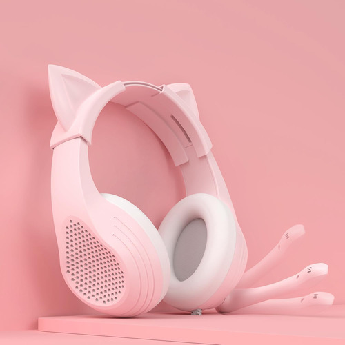 Auriculares Para Juegos De Color Rosa Con Micrófono Para Pc,