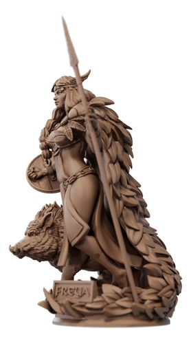 Estátua Imagem Freya Mitologia Nórdica - Versão Heróica Cor Cor Madeira