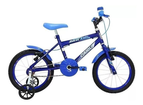 Bicicleta  infantil infantil Cairu Racer Kids aro 16 freios v-brakes cor azul com rodas de treinamento