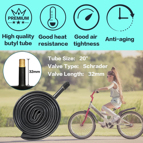 Pack De 2 Llantas Para Bicicleta Niños 12 A 20 Pulgadas Negro