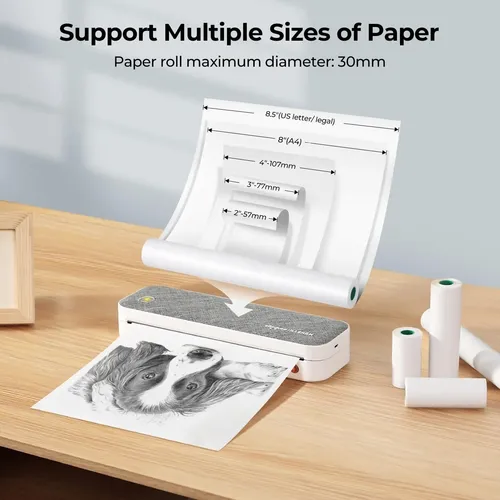 Impresora Térmica Portátil A4 Sin Tinta – Imprime Desde El Móvil, Bluetooth, USB, Papel Continuo