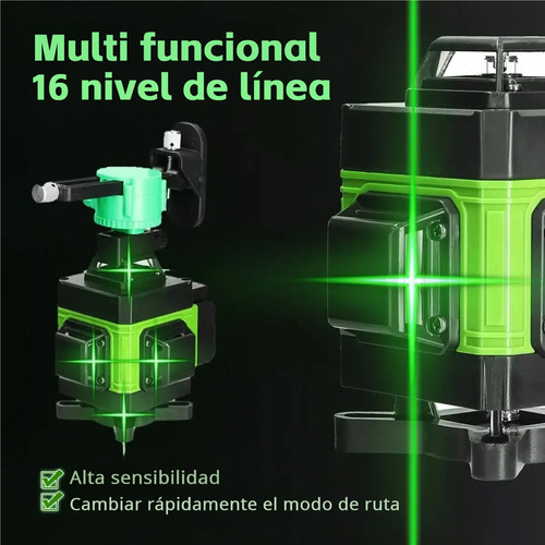 Nivel Láser Autonivelante 360° 16 Líneas Verde Con Trípode