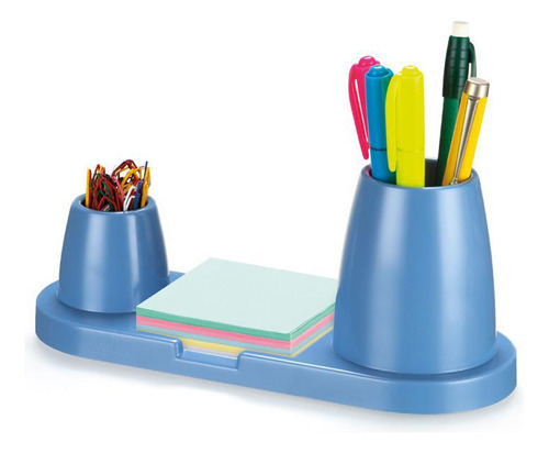 Porta Canetas/clips/lembrete Maxcril Trio Plus Azul Pastel
