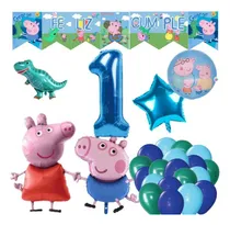 Comprar Set Combo De Globos George De Peppa Ping Numero + Banderin