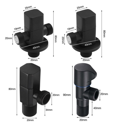 Válvula Triangular De Latón Negro Mate Válvula De Control De