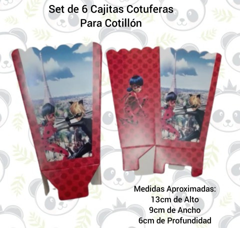 Set De 6 Cajas Cotuferas Para Cotillón Cumpleaños Lady Bug