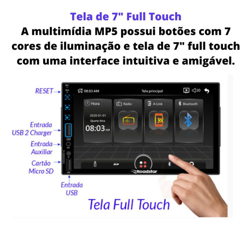 Multimídia Mp5 Ford Ká 14 15 16 17 18 Usb Bt Mold Câm Int