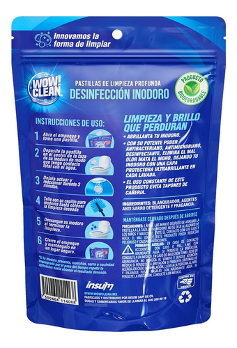 Pastillas Limpieza Profunda Desinfeccion Inodoro Wow! Clean