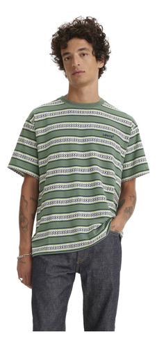 Polera Hombre Cuello Redondo Minilogo Verde Levis A0637-0089