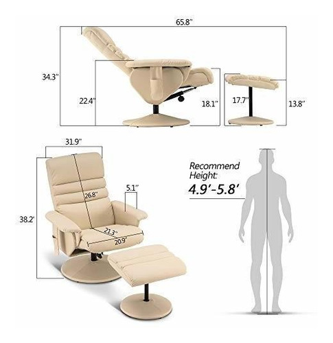 Mcombo Reclinable Con Otomano, Silla Reclinable Con Masaje,