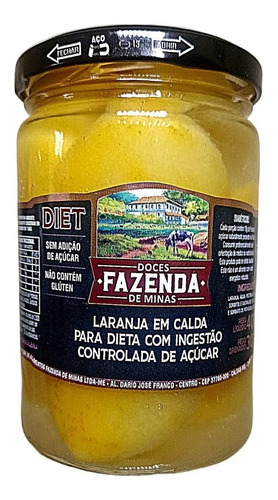 Doce De Laranja Em Calda Diet Zero Adição De Açúcar 400 G