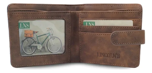Billetera Cuerina Canvas Hombre Juno Tostado Lincoln's
