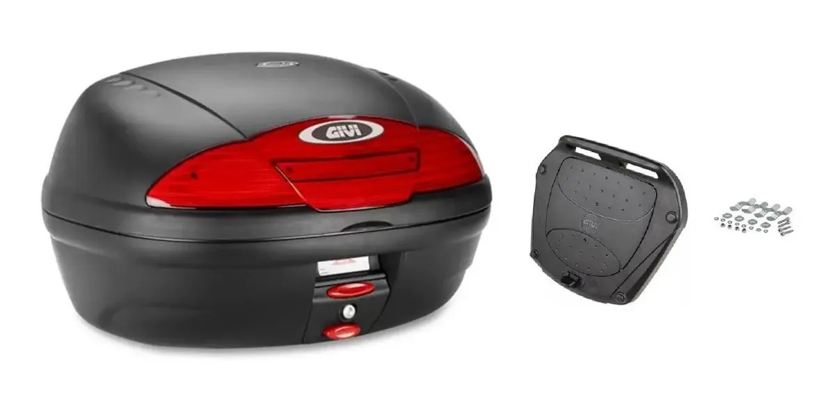 Bauleto Givi E450n Simply Monolock 45lts Lente Vermelha Preto Com Lente Vermelha