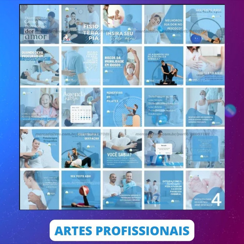 Imagem 7 de 10 de Pack 240 Artes Fisioterapia Templates Editável No Canva