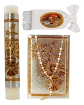 Comprar Kit Primera Comunión Vela Biblia Repujado Rosario Caliz