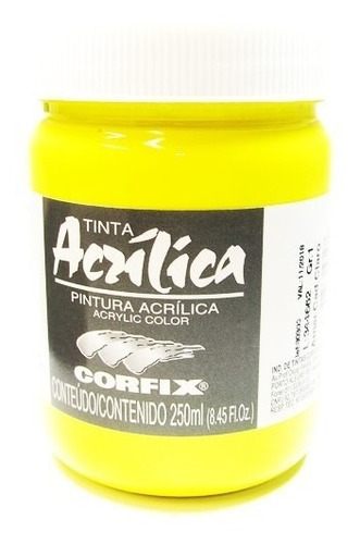 Tinta Acrílica Corfix 250ml 122 Amarelo Cadmio Claro G1