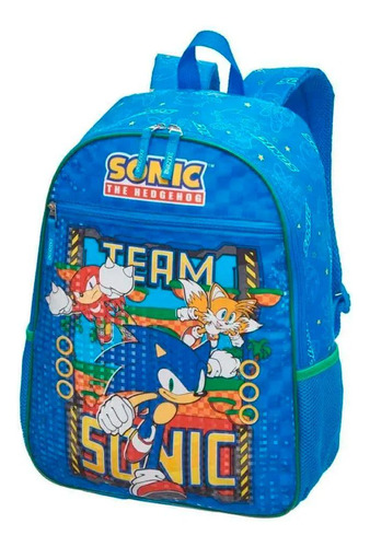 Mochila De Costas Sonic Infantil Azul Escolar - Pacific