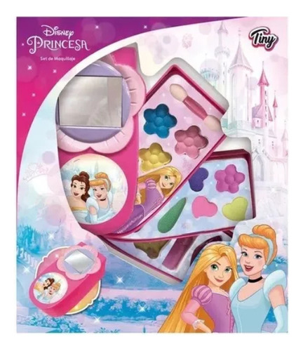 Set De Maquillaje De Juguete Para Niños Princesas Tiny Con Espejo Y 3 Diviciones