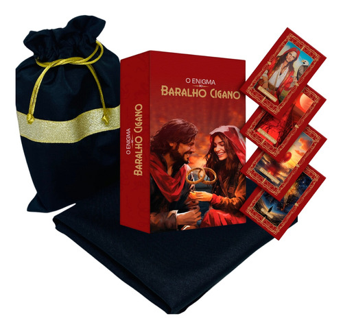 Kit Baralho Cingano Lenormand  + Toalha +  Saquinho 