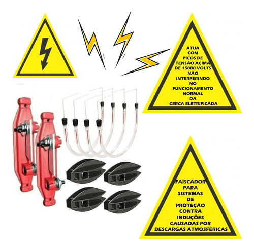 Kit Anti Raio Para Cerca Elétrica Rural Completo 20 Itens