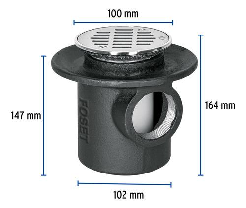 Coladera De Hierro Boca Para Piso Rejilla Inoxidable 45301