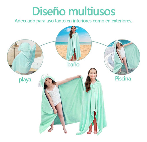 Toalla De Baño Infantil Con Capucha Suaves Dibujos Animados