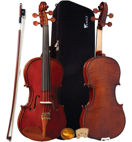 Kit Violino 4/4 Ve441 Eagle Estojo Case Arco Breu Cavalete