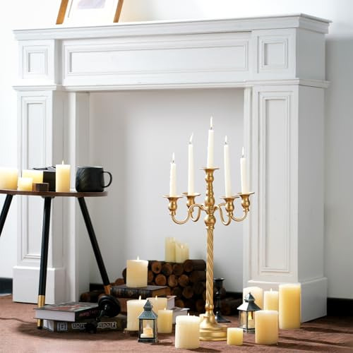 Candelabro Dorado De 5 Brazos Para Bodas Y Eventos