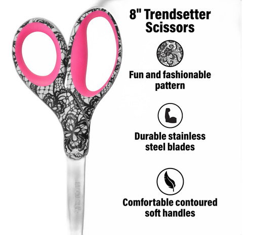 Westcott Trendsetter Straight Lace Pattern Scissor 8 16660