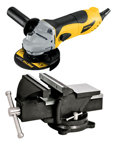 Combo Amoladora 700w Prensa Tornillo De Banco Truper Pretul