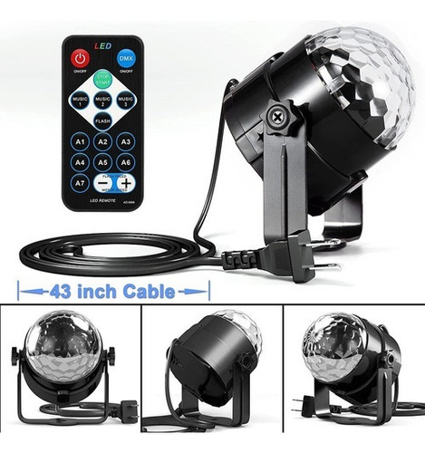 2 Piezas Globo Colorido Rgb Led Iluminación Láser Dj Party