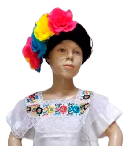 Moño Tocado Típico De Yucatán Yucateco Para Niña Color Multicolor