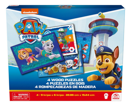 Set De 4 Rompecabezas Madera De Paw Patrol De 12-24 Piezas Cardinal