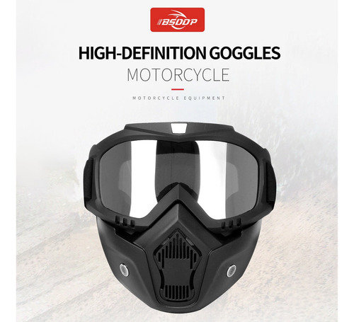 Gafas Máscara Moto Hd Con Filtro Bucal Para Casco Abierto, P