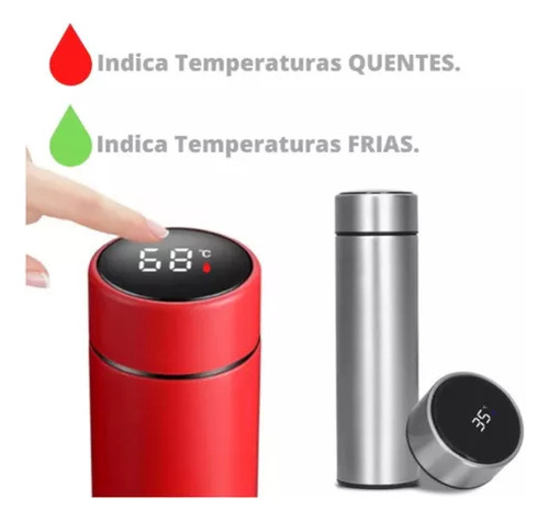 Ecos ECO23070 Garrafa Térmica Em Aço Inox Com Termômetro Led Digital 400ml Cor Branco