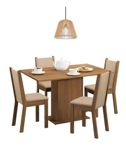 Juego De Comedor 4 Sillas Tapizadas Mesa De Living Rustico