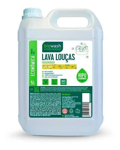 Detergente Lava Louças Erva Doce Biodegradável Biowash 5l