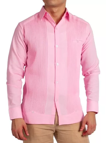 Guayabera Presidencial De Lino Mod. Cuncunul En Rosa