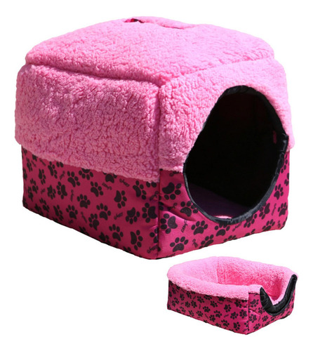 Casa Cama Perros Chicos Comoda Relleno Suave Lavable Soporte Color Rosa