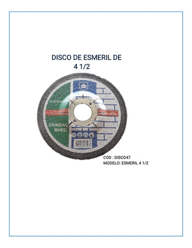 Disco De Esmerilar 4 1/2 Certificado De Calidad Precio X 2