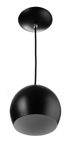 Lustre Pendente Bola Pequena De Alumínio 15cm Soquete E-27 Estrutura Preto