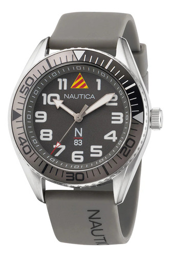 Reloj Nautica-n83 Cab Finn World 3 Manecillas Caratula Gris Gris Oscuro Plateado Gris