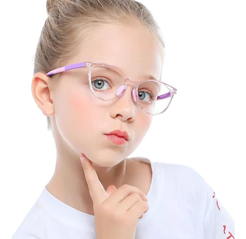Armação De Óculos P/ Grau Criança Infantil Flexível Leve Cor Roxo/rosa