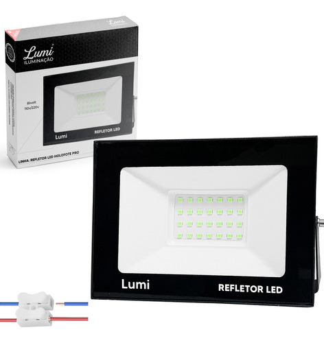 Refletor Super Micro Led Holofote Pro 100w Bivolt Prova D'água Cor Da Luz Verde Lumi