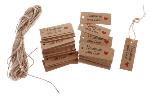 100 Vintage Kraft Paper Hecho A Mano Con Amor Etiquetas De