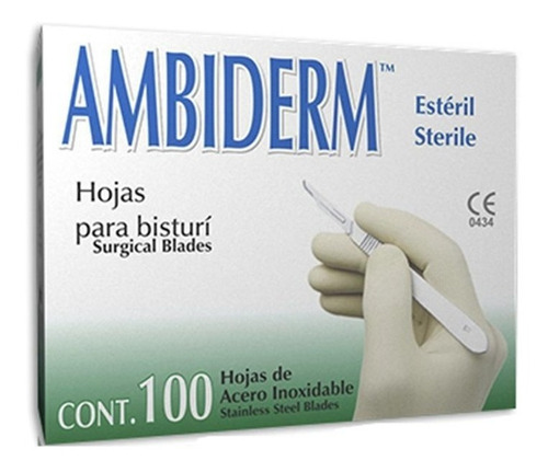 Hojas De Bisturi Ambiderm Acero Inoxidable 100 Dif Medidas