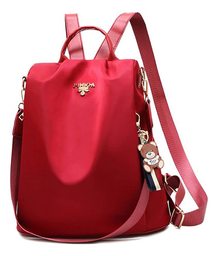 Mochila Mujer Moda Oxford Impermeable Antirrobo Para Mujer Color Rojo